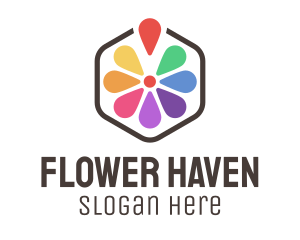 Flower Petal Location Pin logo design