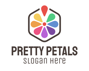 Flower Petal Location Pin logo design