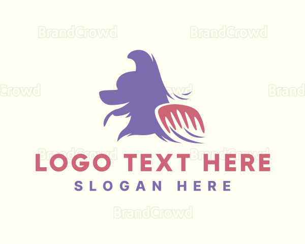 Pet Dog Grooming Comb Logo