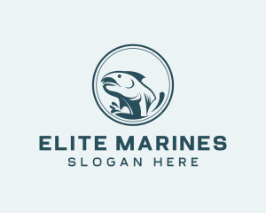 Marine Fish Splash logo design