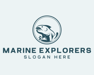 Marine Fish Splash logo design