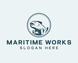 Marine Fish Splash logo design