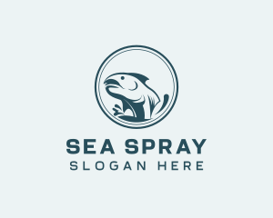 Marine Fish Splash logo design