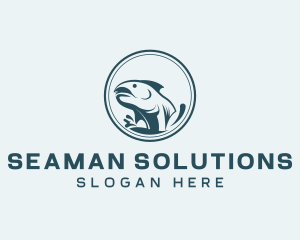 Seaman - Marine Fish Splash logo design