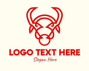 Wild - Red Horn Bull logo design