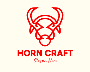 Red Horn Bull logo design