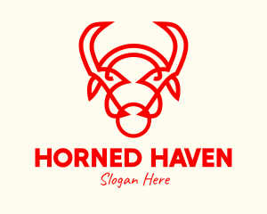 Horned - Red Horn Bull logo design