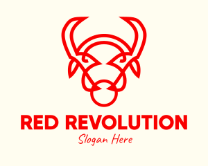 Red Horn Bull logo design