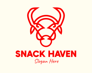 Red Horn Bull logo design