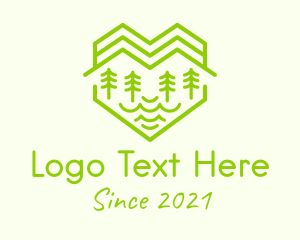Forestry - Heart Forest Mountain logo design