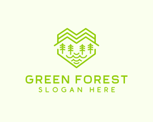 Heart Forest Mountain  logo design