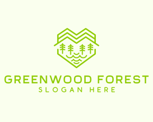 Heart Forest Mountain  logo design