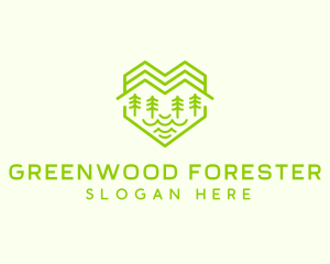 Heart Forest Mountain  logo design