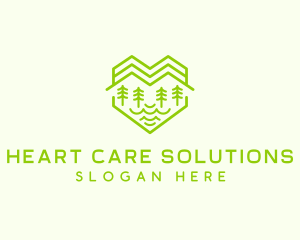 Heart Forest Mountain  logo design