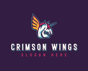 Winged Pegasus Unicorn logo design