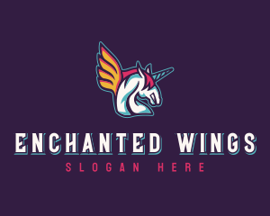 Winged Pegasus Unicorn logo design