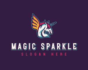 Winged Pegasus Unicorn logo design