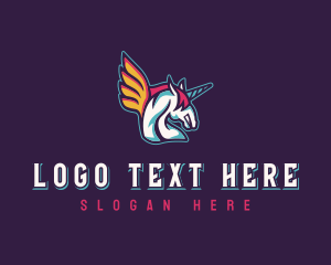 Streaming - Winged Pegasus Unicorn logo design