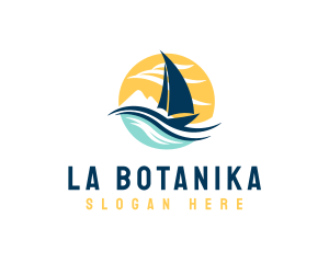 Sail Boat Ocean Waves  Logo