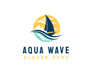 Sail Boat Ocean Waves  logo design