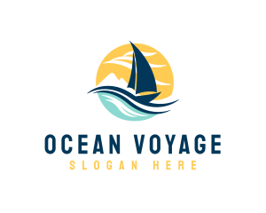 Sail Boat Ocean Waves  logo design