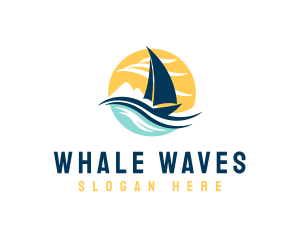 Sail Boat Ocean Waves  logo design