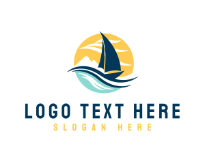 Sail Boat Ocean Waves  Logo