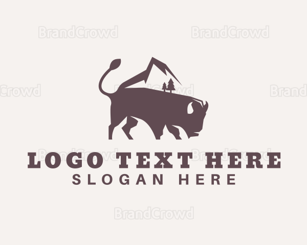 Mountain Bison Animal Logo