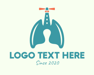Body Organ - Lung Lighthouse Beacon logo design