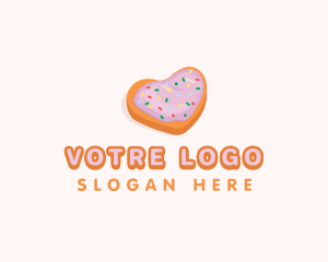 Heart Shape - Heart Cookie Dessert logo design