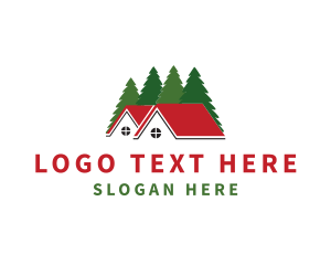 Hot Spring - House Building Forest logo design