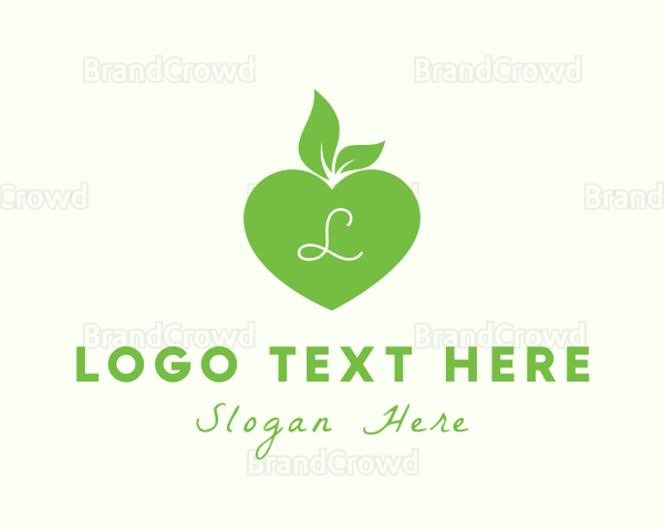 Heart Organic Apple Leaf Logo