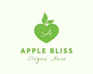 Heart Organic Apple Leaf  logo design