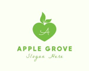 Heart Organic Apple Leaf  logo design