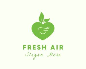 Heart Organic Apple Leaf  logo design