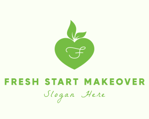 Heart Organic Apple Leaf  logo design