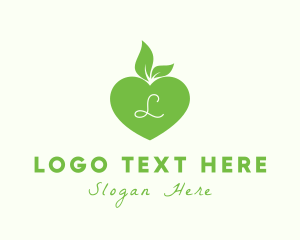 Apple - Heart Organic Apple Leaf logo design