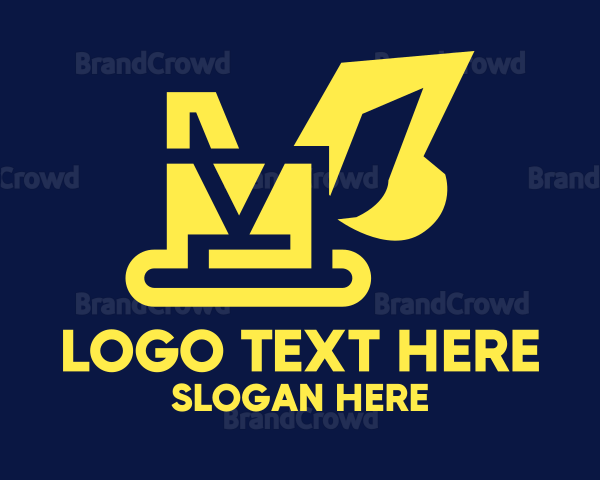 Yellow Construction Excavator Digger Logo