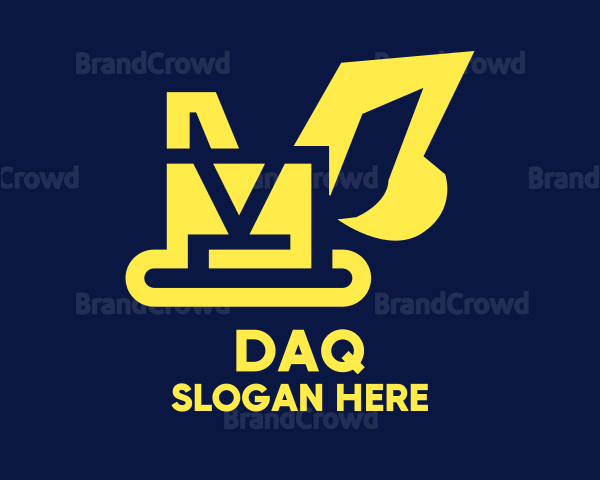 Yellow Construction Excavator Digger Logo