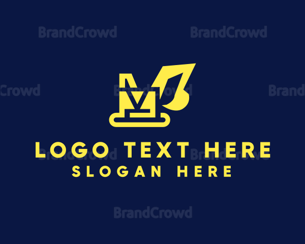 Yellow Construction Excavator Digger Logo