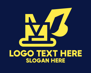 Digger - Yellow Construction Excavator Digger logo design