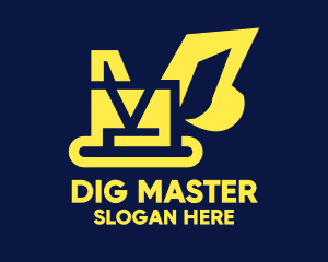 Excavator - Yellow Construction Excavator Digger logo design