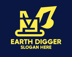 Digger - Yellow Construction Excavator Digger logo design