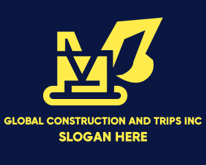 Yellow Construction Excavator Digger logo design