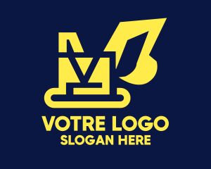 Yellow Construction Excavator Digger logo design