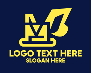 Yellow Construction Excavator Digger Logo