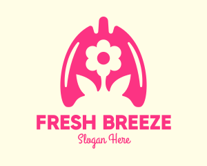 Inhale - Pink Flower Respiratory Lungs logo design