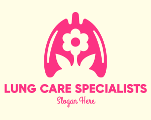 Pink Flower Respiratory Lungs logo design