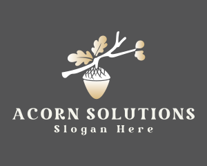 Acorn - Elegant Oak Acorn branch logo design