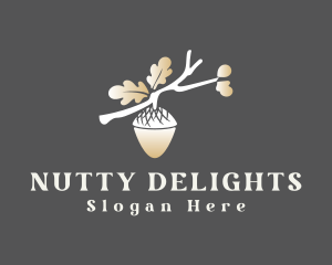 Nut - Elegant Oak Acorn branch logo design